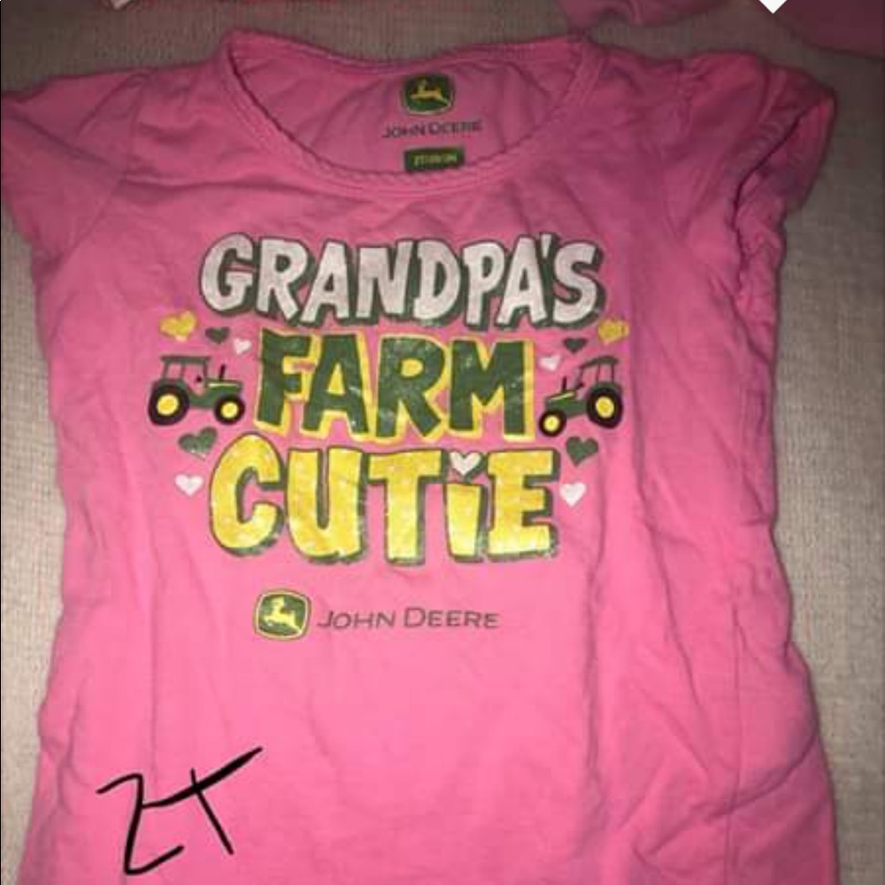 2 Toddlers pink John Deere Shirt